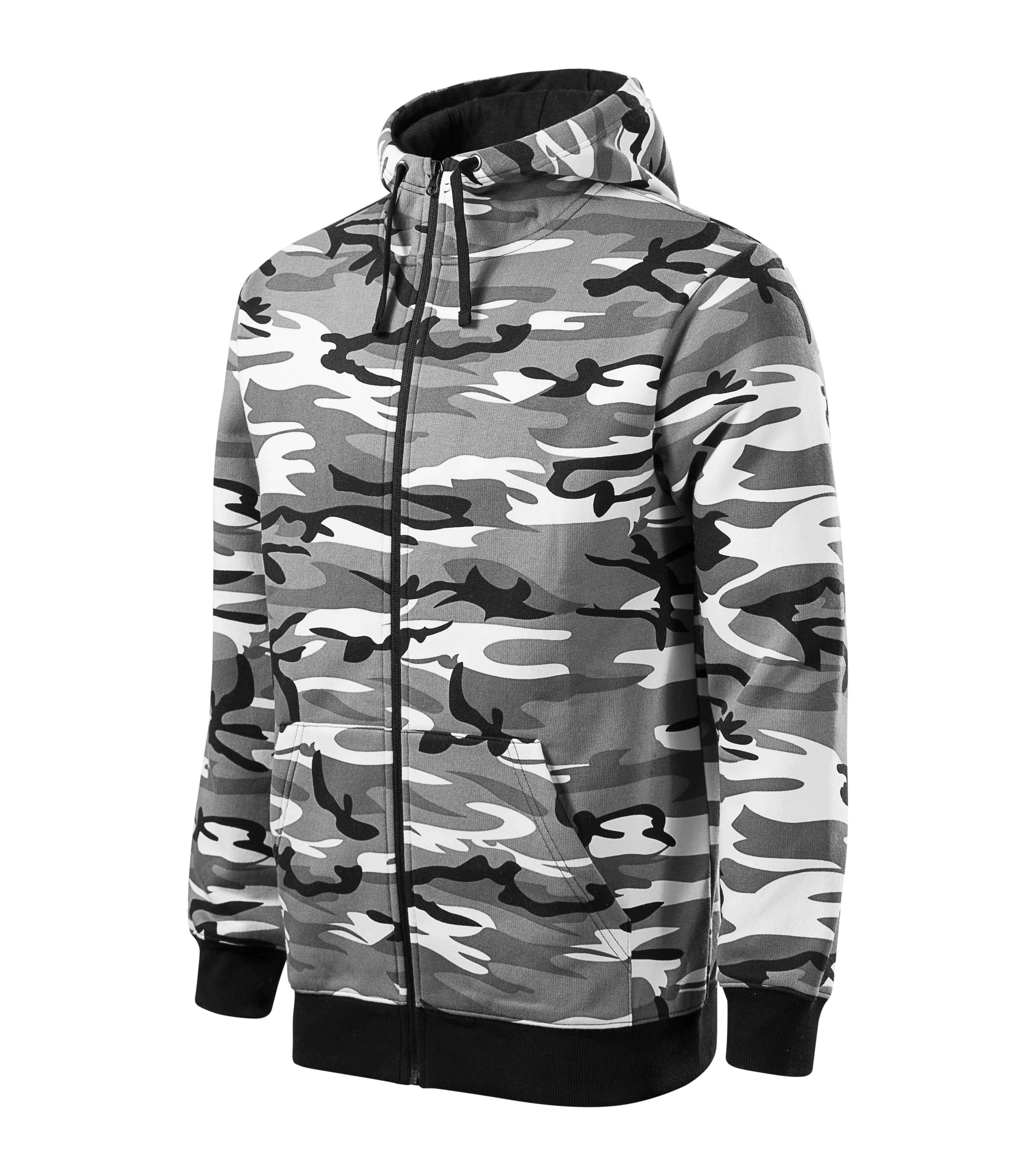 MALFINI Camo zipper C19 Radna majica dugih rukava sa kapuljačom i zipom