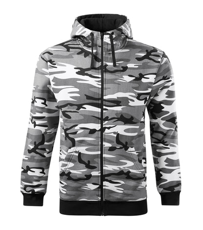 MALFINI Camo zipper C19 Radna majica dugih rukava sa kapuljačom i zipom