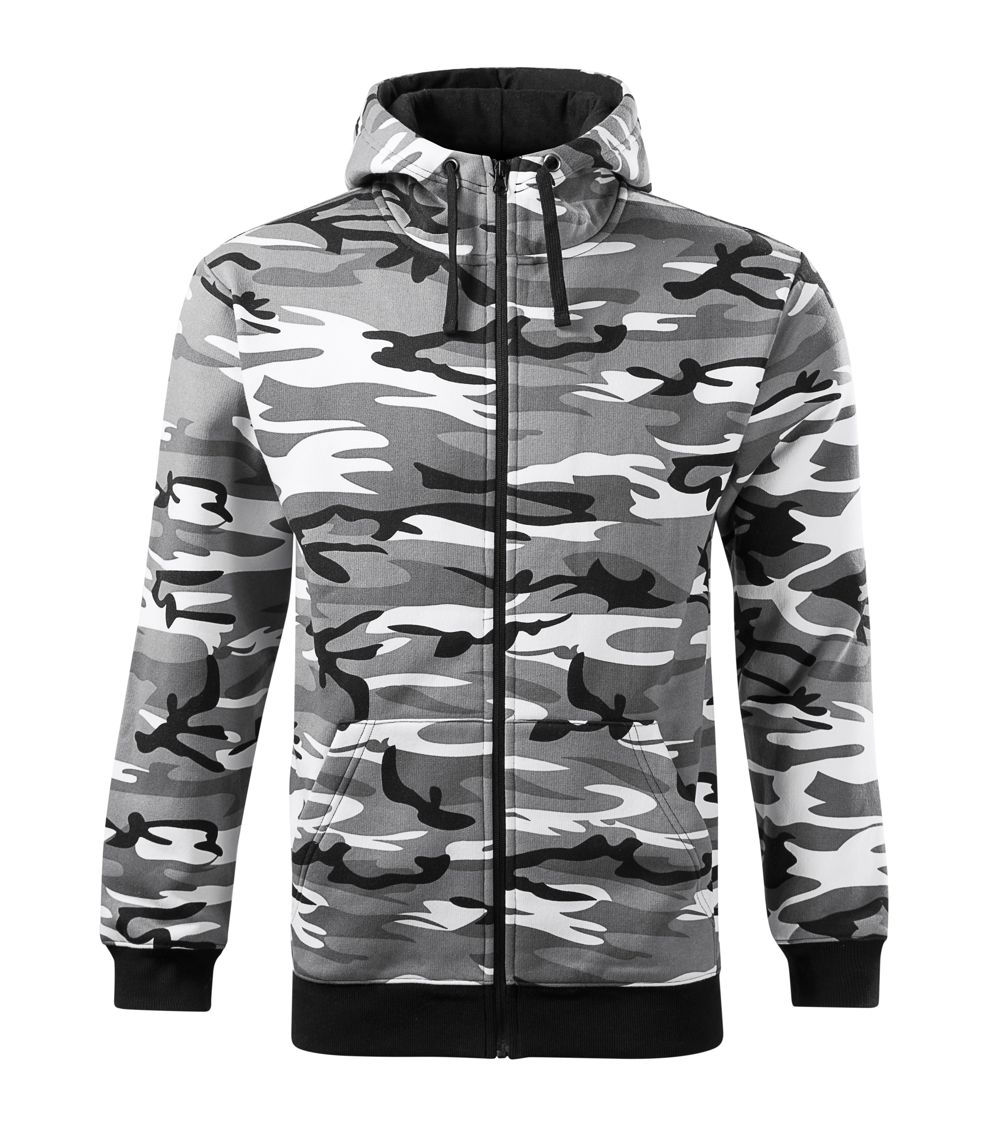 MALFINI Camo zipper C19 Radna majica dugih rukava sa kapuljačom i zipom